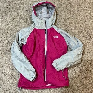 North Face Pink & Grey Rain Jacket (Size XS)